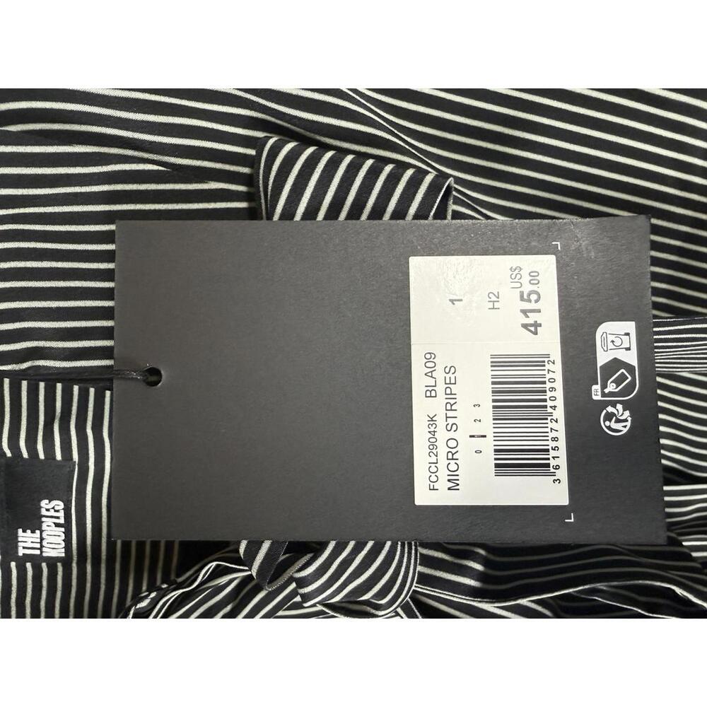 The Kooples Micro Striped 100% Silk Tie-Neck Blouse Size US S / FR 1 $415 NWT - Picture 9 of 11